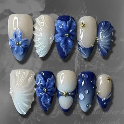 Blue flower nails