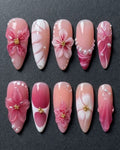 Pink flower nails